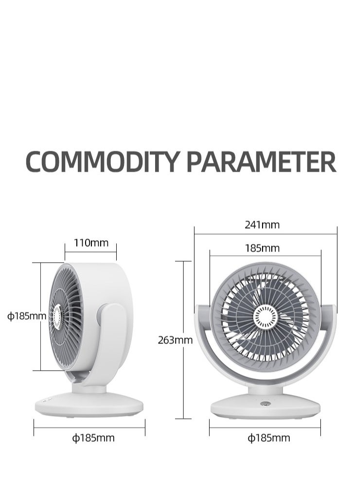 Generic - Portable Table Fan, Air Circulation Fan Rechargeable Operated USB Fan, Small Desk Fan with 3 Speeds, Strong Clamp Remote Control Energy Saving and Timer, Personal Fan for Home Office Dorm and Stroller (KS-2023 White) - Image 1