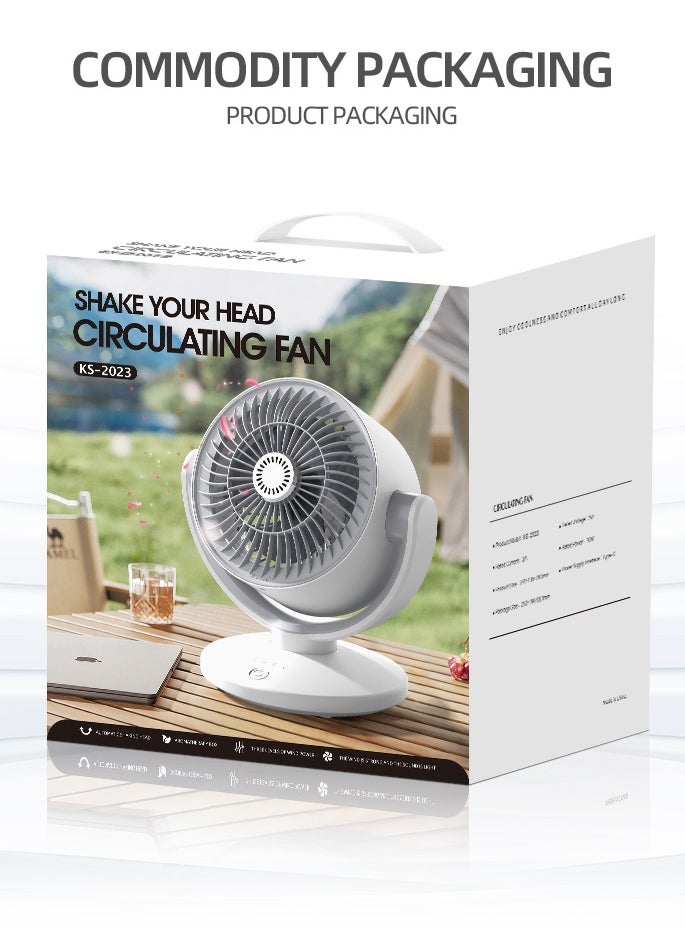 Generic - Portable Table Fan, Air Circulation Fan Rechargeable Operated USB Fan, Small Desk Fan with 3 Speeds, Strong Clamp Remote Control Energy Saving and Timer, Personal Fan for Home Office Dorm and Stroller (KS-2023 White) - Image 1