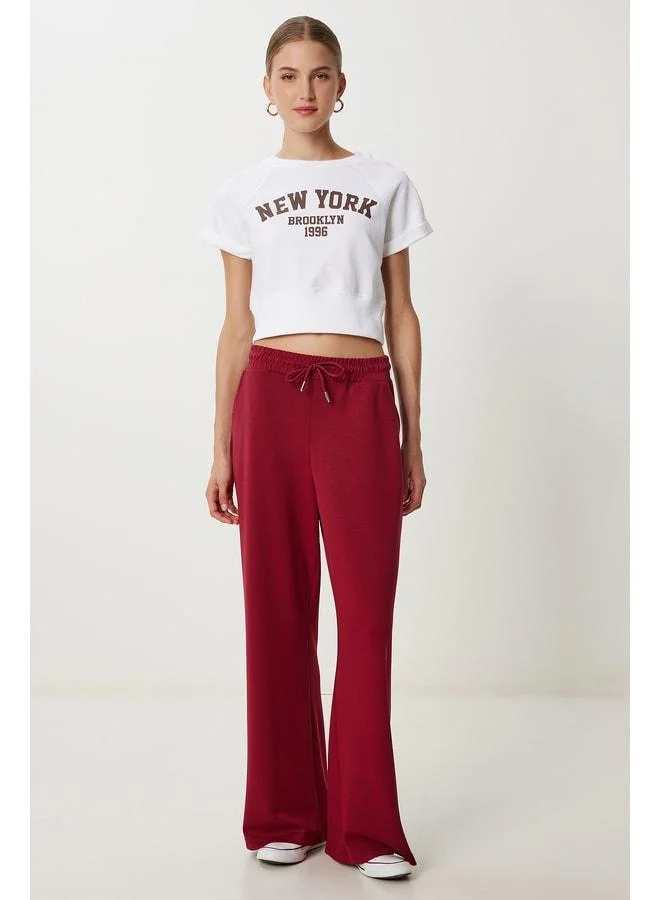 Lovely Istanbul Wide Leg Modal Jogger Pants LUB0070 CHERRY.