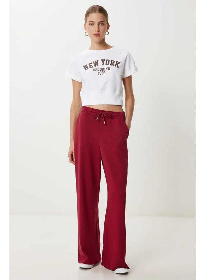 Lovely Istanbul Wide Leg Modal Jogger Pants LUB0070 CHERRY.