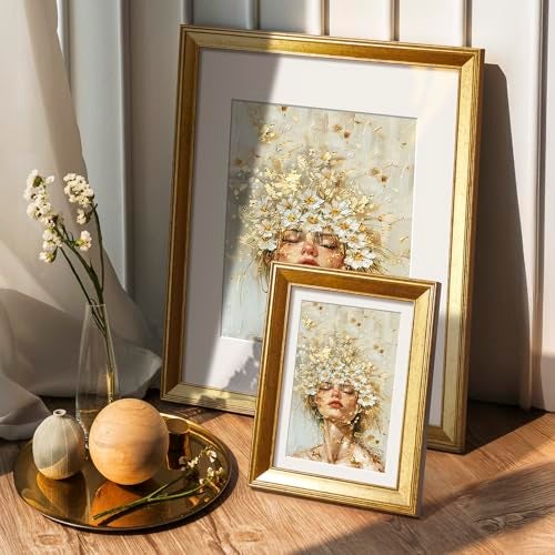 TWING 5x7 Picture Frame,Display Pictures 4x6 with Mat or 5x7 Without Mat,Ornate Picture Frames for Wall Mounting or Table Display,Rustic Gold,1 Pack - Image 5