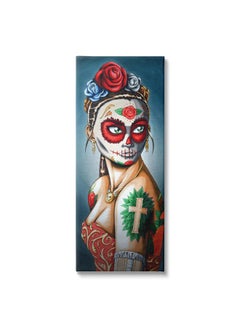 Stupell Industries Day Of Dead Skull Face Painting Roses Tattoos, Design by Amy Brinkman  - Image 1