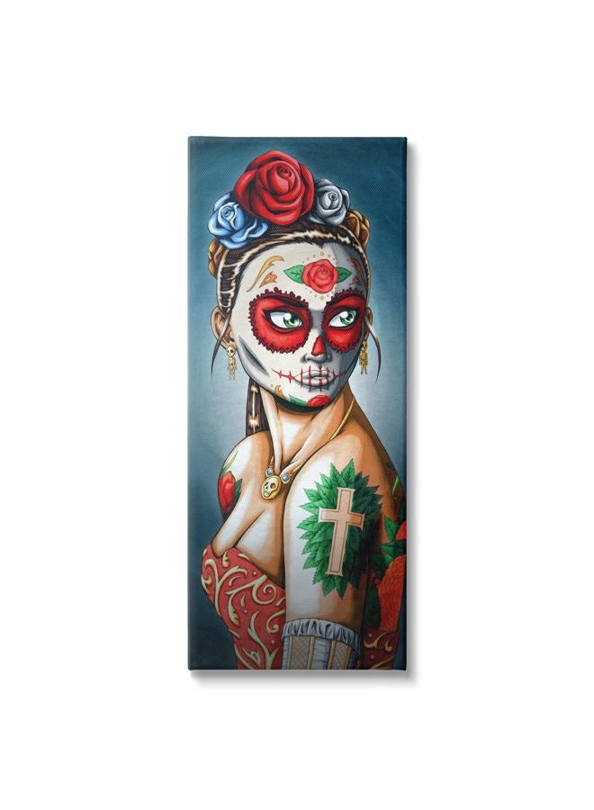 Stupell Industries Day Of Dead Skull Face Painting Roses Tattoos, Design by Amy Brinkman - Image 1