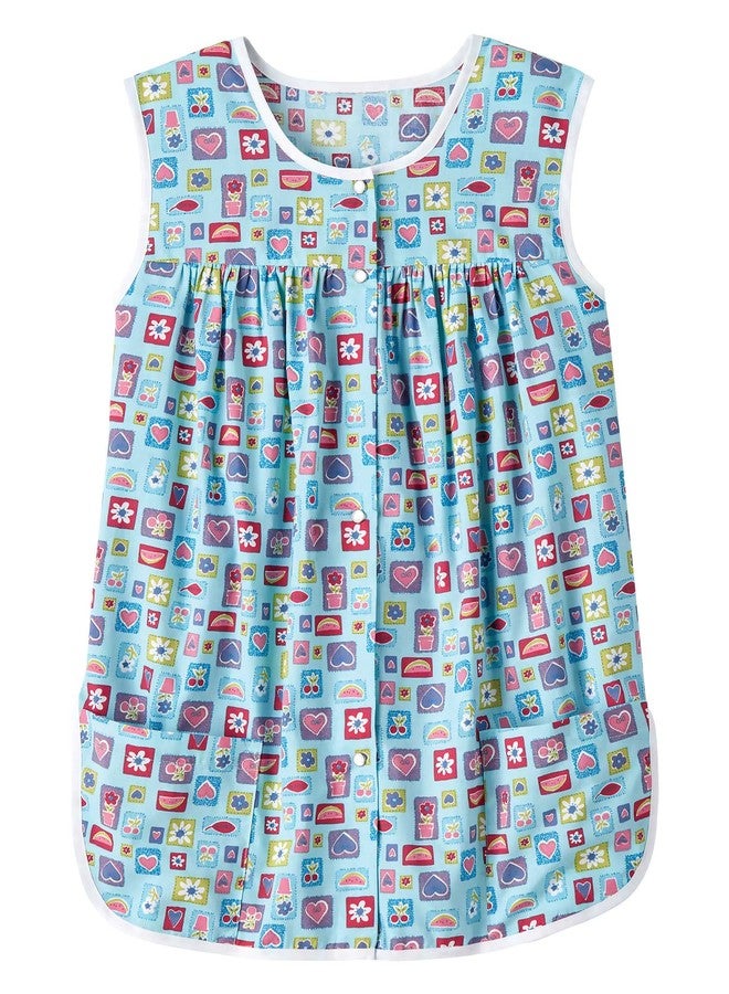 AmeriMark Easy-Care Snap Front Cobbler Aprons Vest with Two Patch Pockets Multi Patches MD - Image 1