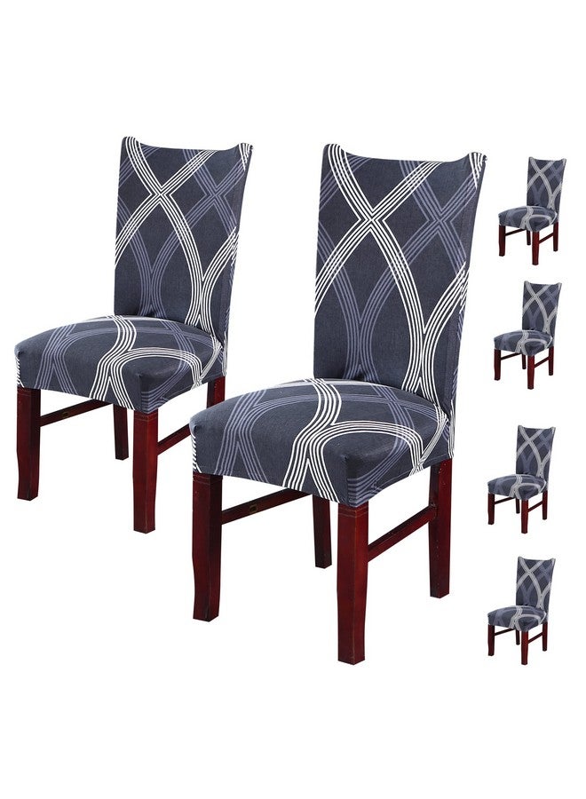 House of Quirk Elastic Chair Cover Stretch Removable Washable Short Dining Chair Cover Protector Seat Slipcover (Pack of 6, Fossil Grey) ,Polyester - Image 1