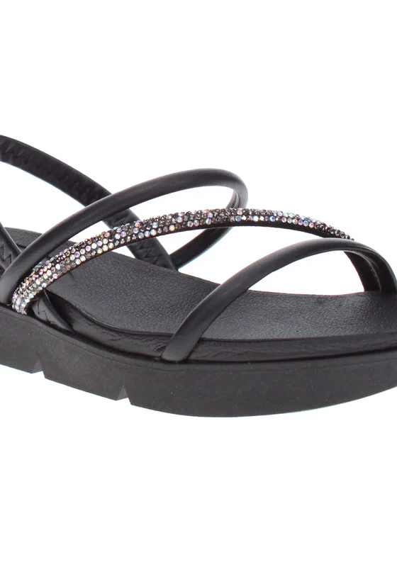 Beira Rio Beira Rio Ladies Flat Sandals Black | Made In Brazil