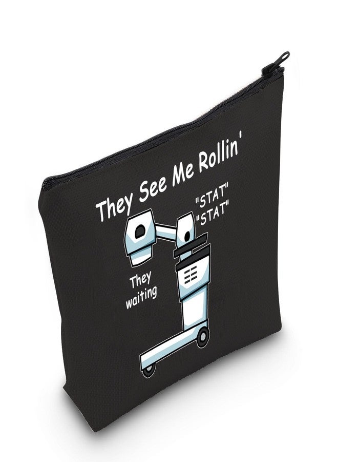 POFULL Xray Tech Gift They See Me Rollin' They waiting Zipper Pouch Makeup Travel Bag Radiologic Technologist Gift (Black They see me Xray Bag) - Image 1