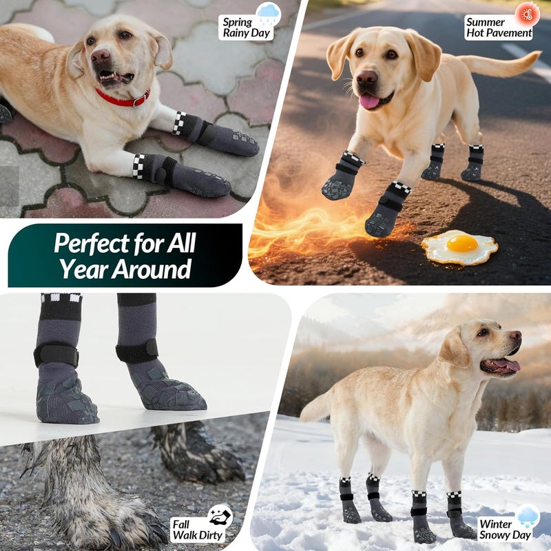 ROZKITCH 2 Pairs Dog Socks Paws Stop Licking, Socks for Injured Paws Double Side Non-Slip Dog Claw Slipper Foot Bandage Paw Protection After Operation on Toe Bichon Frise, French Bulldog Grey M - Image 3
