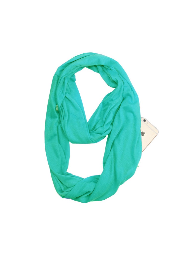 Generic Chic Zipper Pocket Infinity Scarf for Women C319-Lake Blue 
