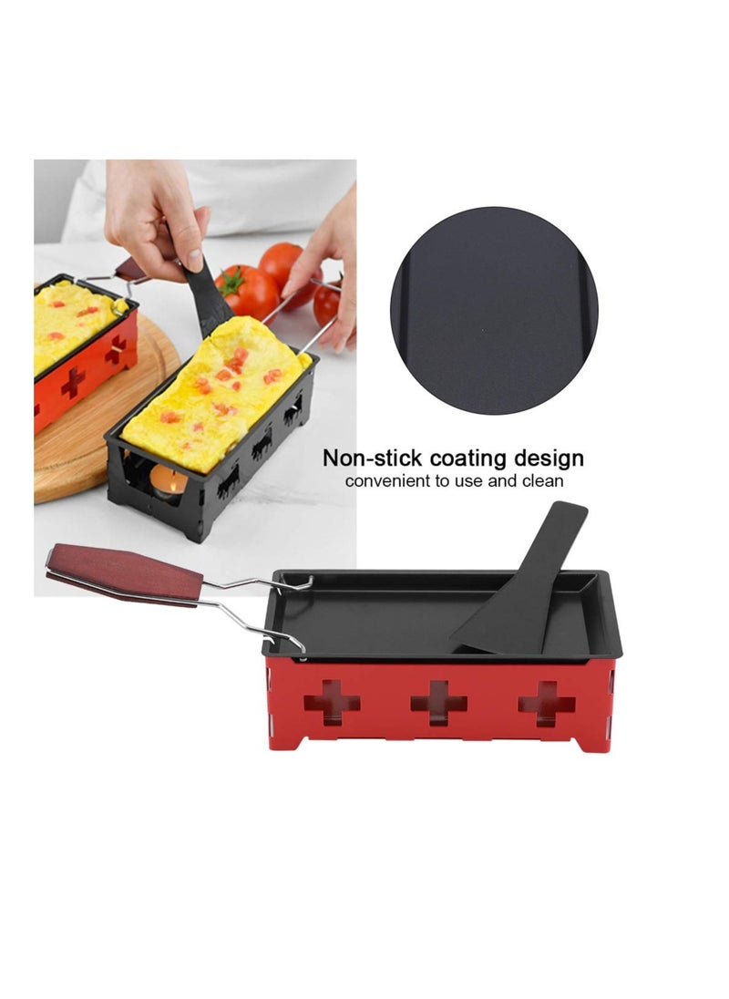 Excefore - Cheese Raclette Rotaster, Portable Non-Stick Baking Tray Stove Set, for Wooden Handle Home Kitchen Grilling Tool Stove Set With Spatula - Image 1