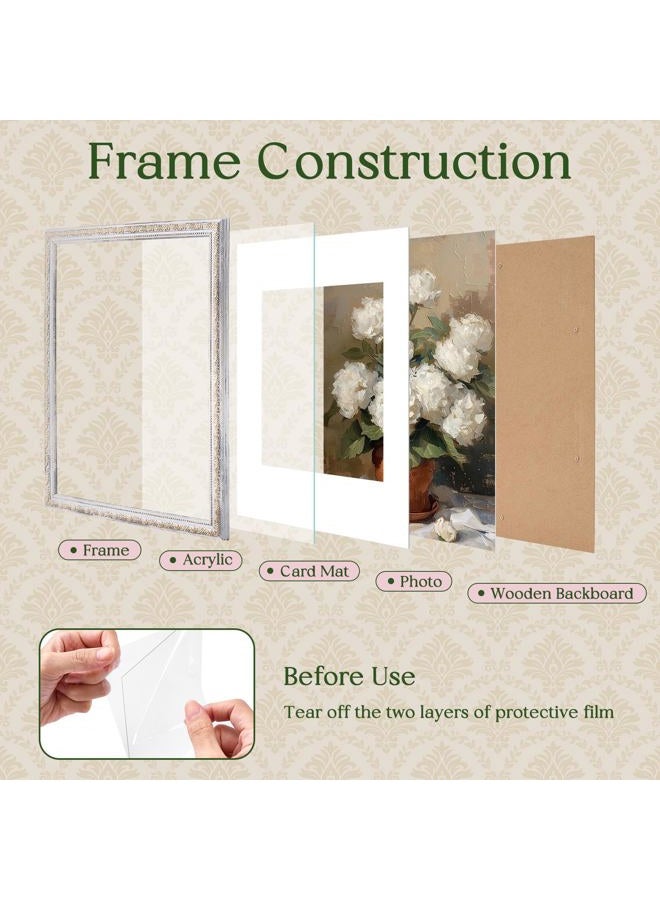 TWING 11x14 Picture Frame,Display 8x10 Photo with Mat or 11x14 without Mat,Ornate Vintage 11 x 14 Photo Frames for Wall Mounting,Vintage White,1 Pack - Image 3
