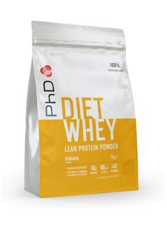Diet Whey Lean Protein Powder, Banana Flavour 1kg Low in Fat,Sugar & Salt With Acetyl  L Carnitine Cla & Green Tea Extract 16G Protein 98 KCAL/409KJ  40 Servings