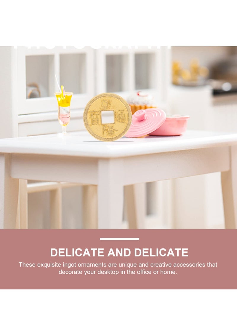 Excefore Miniature Gold Ingots, Copper Coins,Chinese Fortune Coin Feng Shui Wealth Luck Yuan Bao Dollhouse Pretend Play Decor Ornament,1 Set of 60 PCS  - Image 5