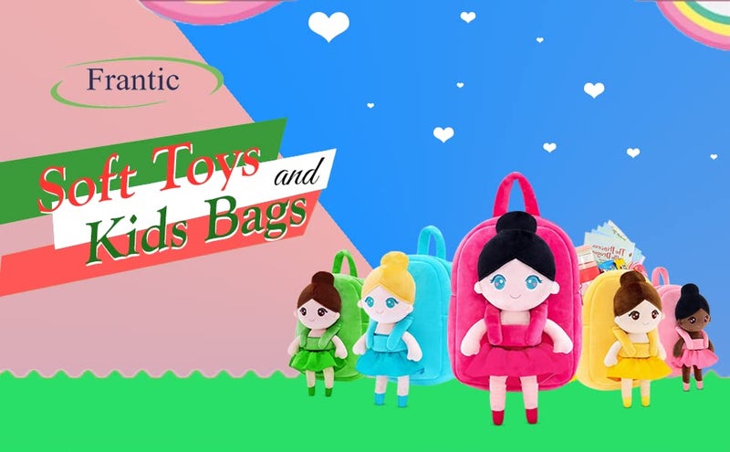 Frantic حقيبة مدرسية مخملية للأطفال حقيبة ظهر لطيفة للبنات الصغيرات حقائب سفر مثالية للبنات والأولاد لرحلات النزهة (2-5 سنوات) - Image 5