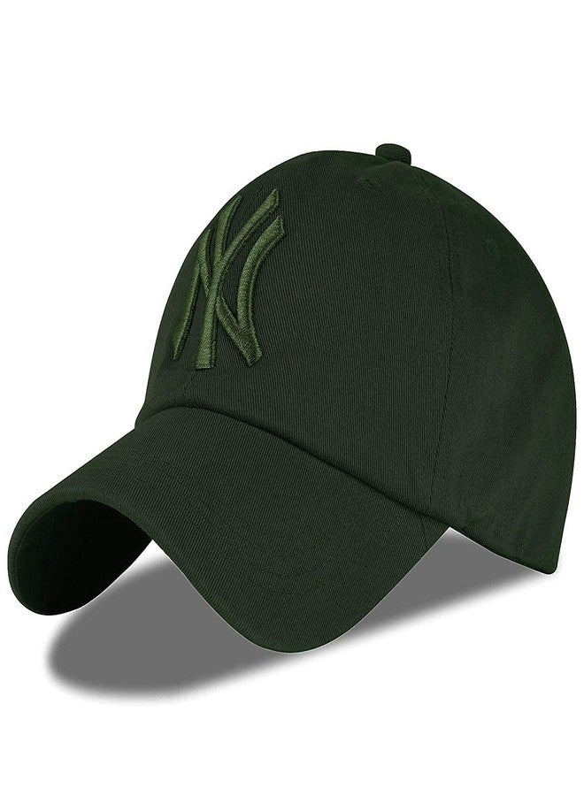 ILU Cap for Men Women Topi Unisex Head Branded Boy's Girl's Caps Adjustable Strap Summer Sports Cricket Gym Dance Cotton Free Size Woolen Fashion Baseball Hip hop Helmet Winter Snapback (Green) - Image 1