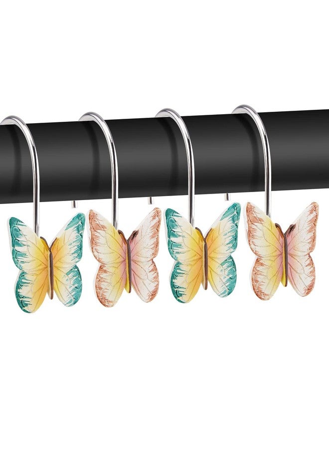 AGPtek 12PCS Home Fashions Butterfly Anti Rust Decorative Resin Hooks for Bathroom Shower Curtain,Bedroom,Living Room Curtain - Image 1