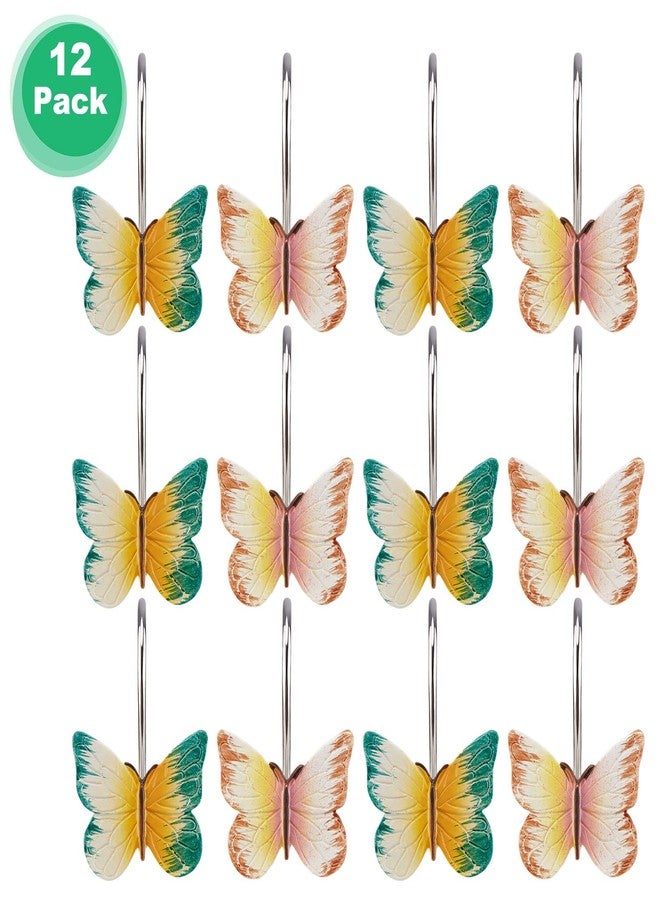 AGPtek 12PCS Home Fashions Butterfly Anti Rust Decorative Resin Hooks for Bathroom Shower Curtain,Bedroom,Living Room Curtain - Image 2