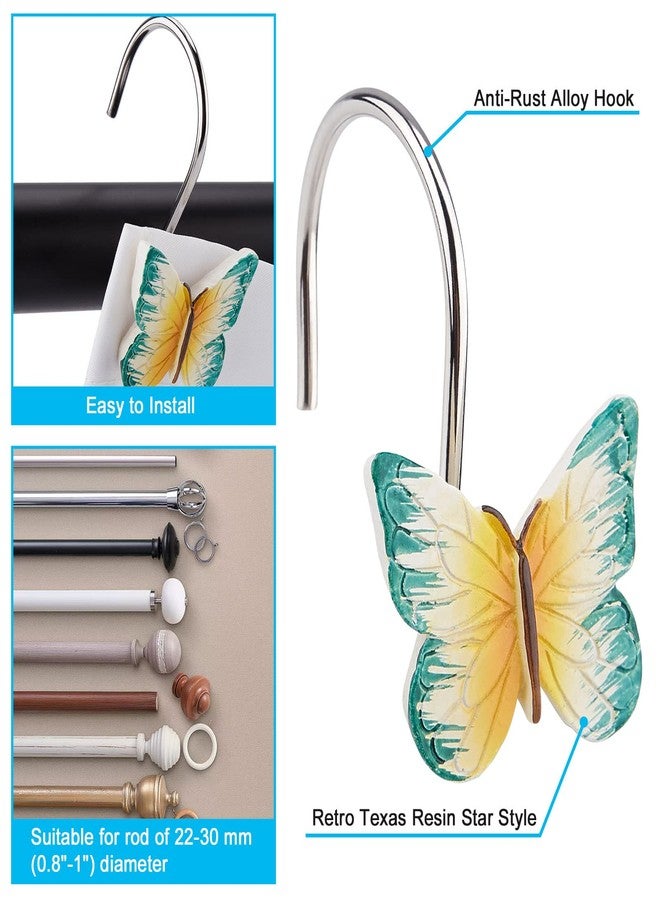 AGPtek 12PCS Home Fashions Butterfly Anti Rust Decorative Resin Hooks for Bathroom Shower Curtain,Bedroom,Living Room Curtain - Image 4