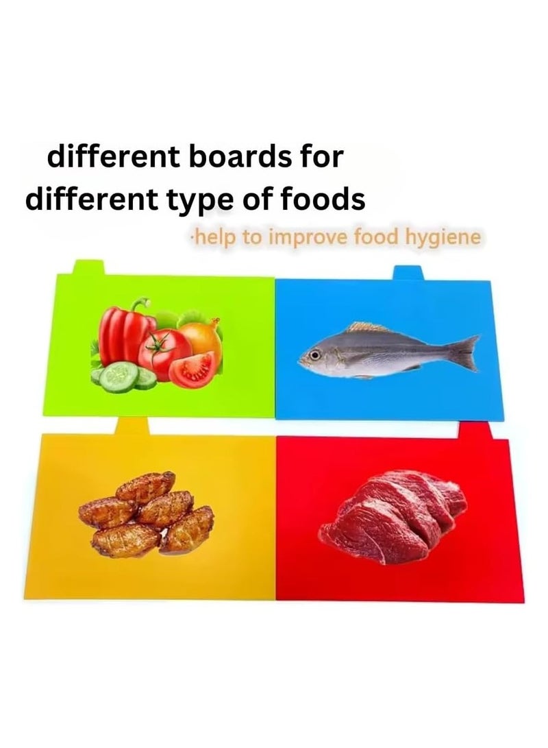 Zimtal 4 pcs Chopping Board Set BPA Free Plastic Cutting Boards for Kitchen Colored Mats With Food Icons Non Slip Cutting Mats for Meat and Vegetables Dishwasher Safe. - Image 3