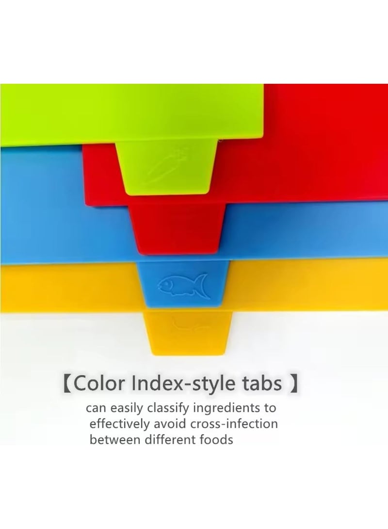 Zimtal 4 pcs Chopping Board Set BPA Free Plastic Cutting Boards for Kitchen Colored Mats With Food Icons Non Slip Cutting Mats for Meat and Vegetables Dishwasher Safe. - Image 5