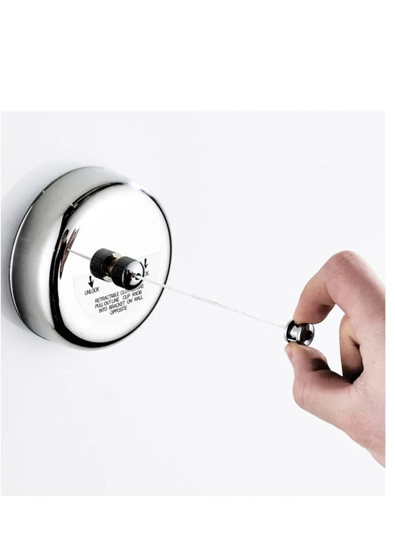 Retractable Clothesline 304 Stainless Steel Adjustable Rope for Hanging Drying Bathroom Laundry (Round)