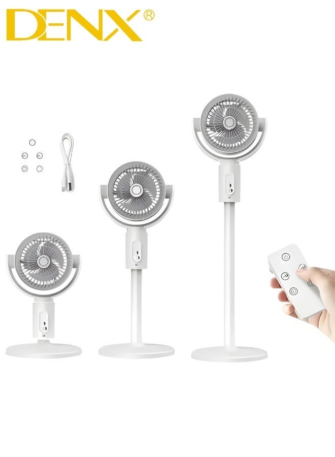 Denx Portable Oscillating Fan with Remote Control, Timer, Light Mist, 5 Speeds, Foldable Rechargeable Fan, Small Floor Fan for Desk, Pedestal Fan for Personal Use in Bedroom, Office, Camping, Travel - Image 2