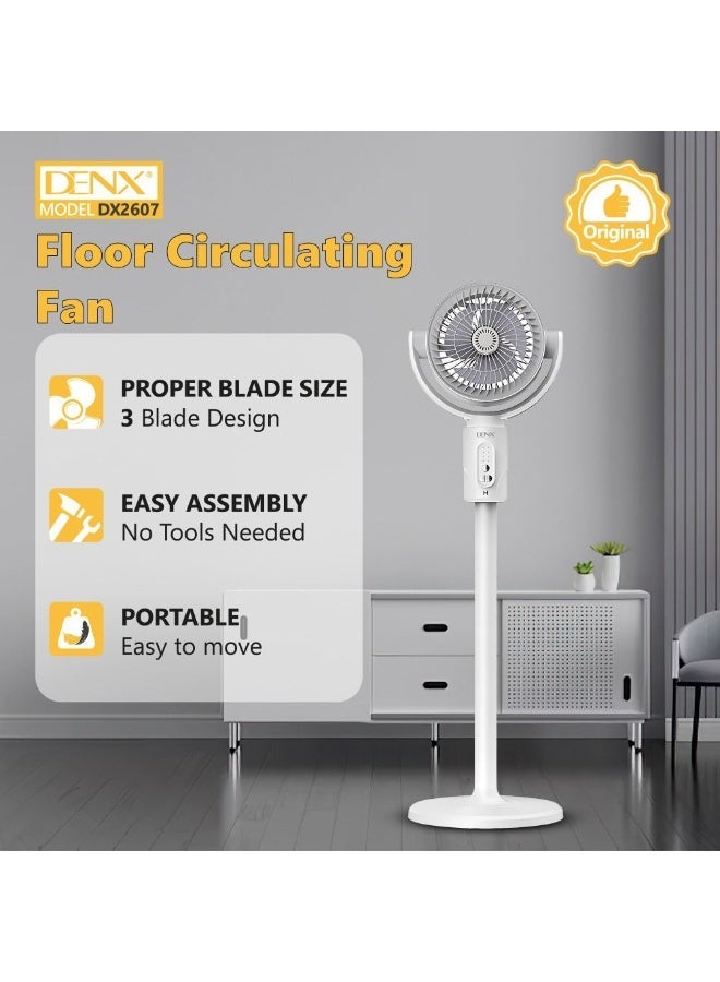 Denx Portable Oscillating Fan with Remote Control, Timer, Light Mist, 5 Speeds, Foldable Rechargeable Fan, Small Floor Fan for Desk, Pedestal Fan for Personal Use in Bedroom, Office, Camping, Travel - Image 3