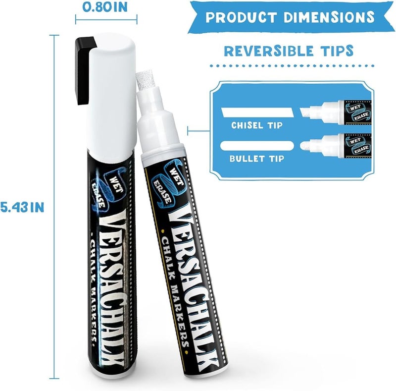 VersaChalk White Liquid Chalk Markers for Blackboards (1 Piece, 5mm, Bold Tip) - Erasable Washable Chalk Pens for Chalkboard Signs, Windows, Glass, Events, Schools, Office Supplies, and Business - Image 2