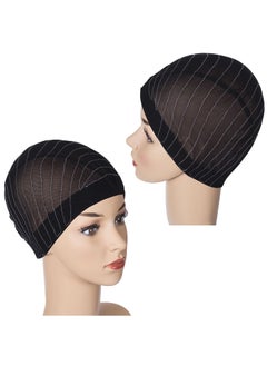 ANCIRS ANCIRS 2 Pack Stretchable Wigs Caps with Guideline for Cosplay Makeup Elastic Nylon Spandex Dome Mesh Wig Caps for Women Men Drama Show Costumes Black 