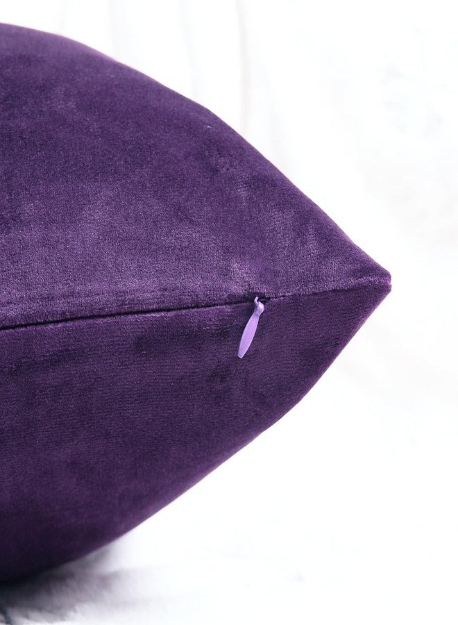 Hibate 2 Pack Soft Velvet Couch Throw Pillow Covers 18x18 Inch for Sofa Living Room Bedroom (Purple) - Image 3