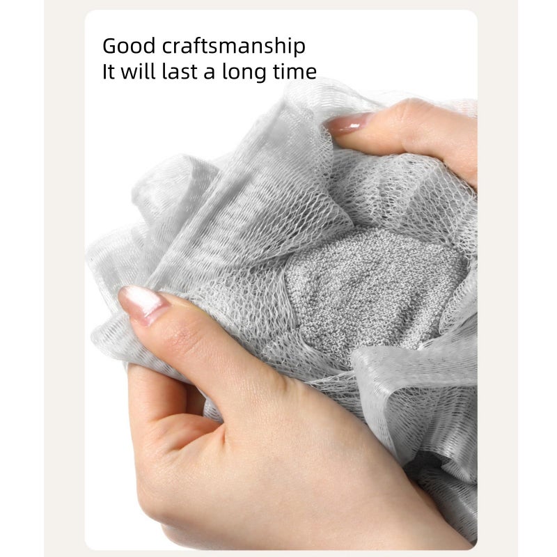 MOSYFEIBI Washcloth Loofah Combo 2-in-1 Loufee Wash Cloth That Holds Bar Soap-Exfoliation Mesh Shower Ball for Body Wash&Smooth Skin+Free Loofah Dish Towel - Image 3