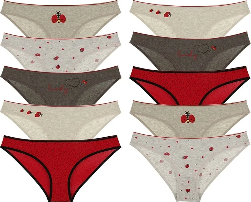 Donella 10 Pcs Colorful Ladybug Printed Women's Panties - 21341135UB