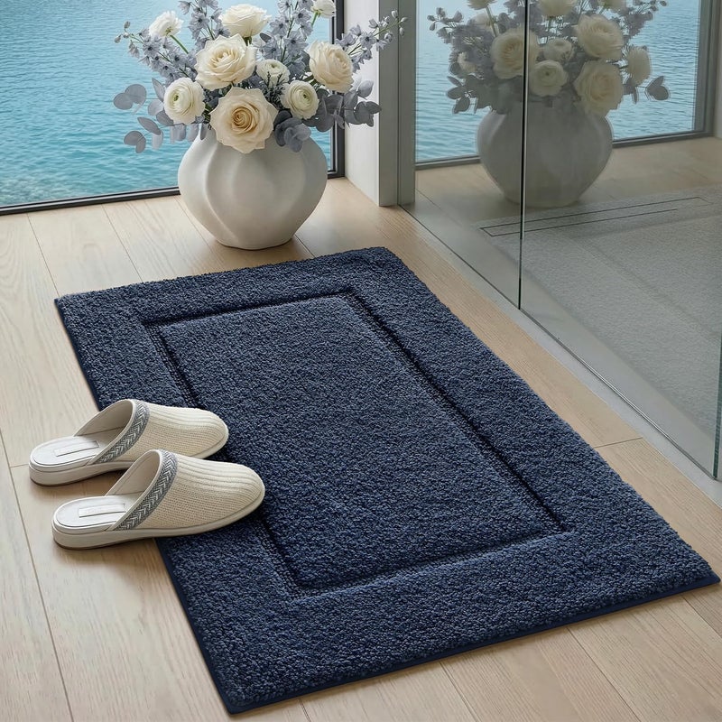 DEXI Bathroom Rugs Washable Non-Slip Shower Floor Rugs Absorbent Quick Dry Rubber Backed Ultra Soft Plush Rug for Bathtub 109 x 61 cm Navy Blue - Image 5
