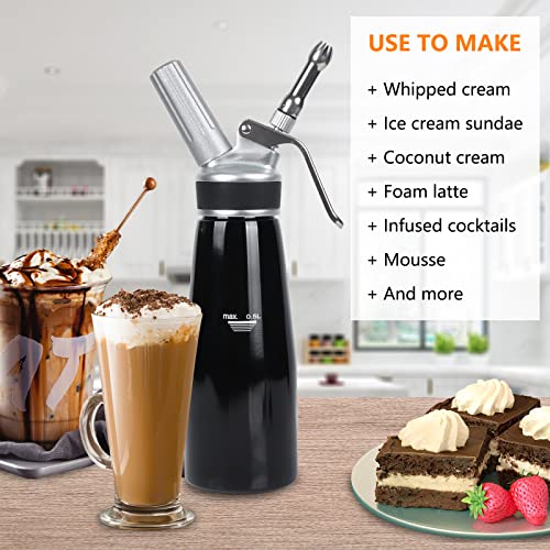 VIGIND Whipped Cream Dispenser 500ml Whipped Cream Charger With Sturdy Aluminum Body And Head,Leak Free,Cream Maker with 2 Sets Decorating Nozzles,Leak Resistant,N2O Chargers (Not Included) - Image 5