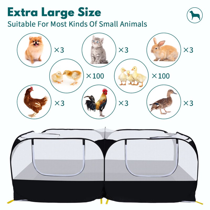 Ineariu Small Animals Playpen,Pet Cage Tent Large Chicken Run Coop with Detachable Bottom Breathable Transparent Mesh Walls, Foldable Pet Enclosure for Puppy Kitten Rabbits Indoor Outdoor playpen - Image 4