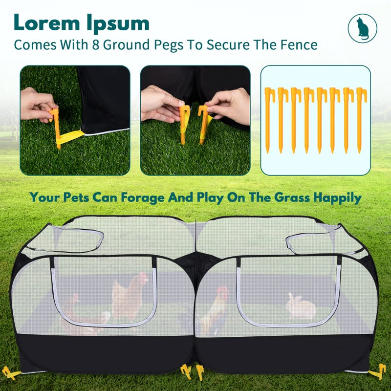Ineariu Small Animals Playpen,Pet Cage Tent Large Chicken Run Coop with Detachable Bottom Breathable Transparent Mesh Walls, Foldable Pet Enclosure for Puppy Kitten Rabbits Indoor Outdoor playpen - Image 3
