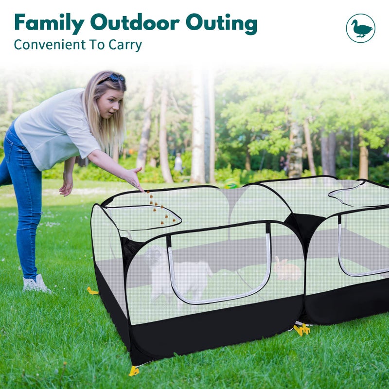 Ineariu Small Animals Playpen,Pet Cage Tent Large Chicken Run Coop with Detachable Bottom Breathable Transparent Mesh Walls, Foldable Pet Enclosure for Puppy Kitten Rabbits Indoor Outdoor playpen - Image 5