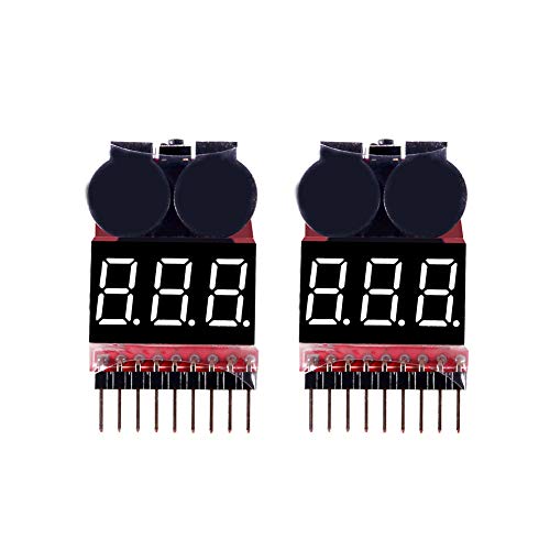 Aoicrie Lipo Battery Voltage Checker and Alarm, 2 Pack - LED Detector for 1S-8S Lithium Batteries 1655 - Image 1
