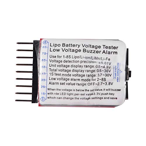 Aoicrie Lipo Battery Voltage Checker and Alarm, 2 Pack - LED Detector for 1S-8S Lithium Batteries 1655 - Image 3