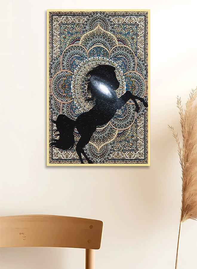 4gdran Canvas Wall Art For Wall Decoration,Horse Design,with a Hollow Frame,Size (120x80),One Piece - Image 1