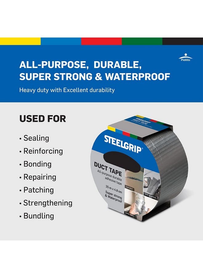 Pidilite Steelgrip Multi Purpose Duct Tape | Super-strong and Waterproof | Easy to Tear All Purpose Adhesive Tape (48 mm X 25 meters)  - Image 2