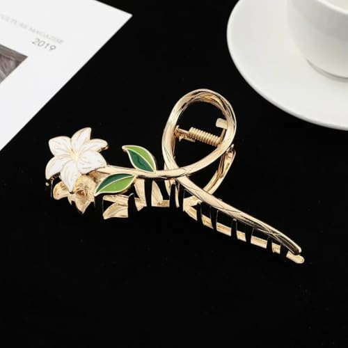Dartler Hair Clutcher For Women | Stylish Hair Claws For Girls | Trendy Alloy Metal Clips | Fashionable Girls Hair Accessories | Suitable In Various Occasions | (white flower) Pack Of 1 - Image 4