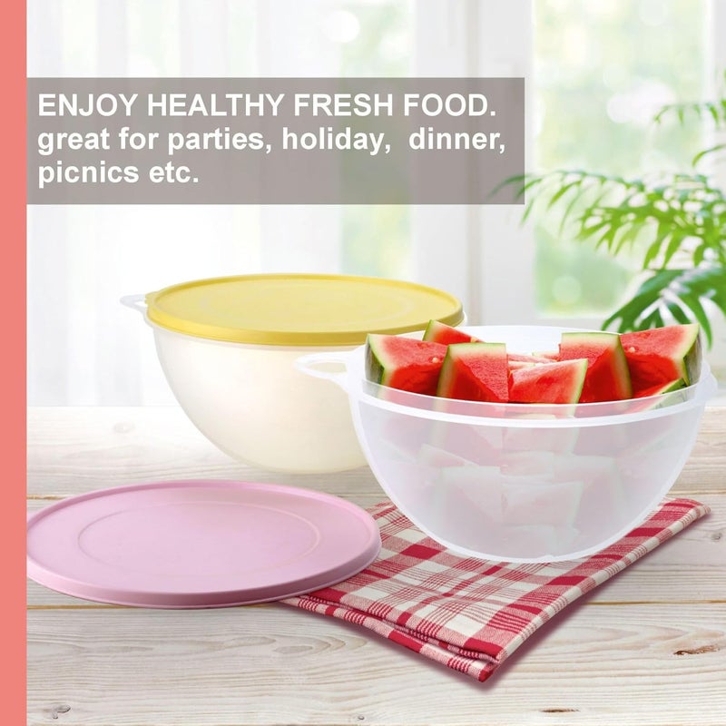 Signoraware SIGNORA WARE Large Food Storage Containers with Lids Set of 2 – Durable Food Containers with Lids Airtight – Food Grade Non-BPA Plastic Salad Bowl with Lid Leftover Containers – Nestable Design - Image 3