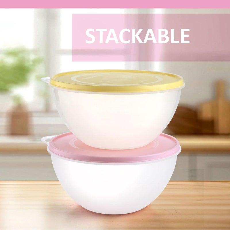 Signoraware SIGNORA WARE Large Food Storage Containers with Lids Set of 2 – Durable Food Containers with Lids Airtight – Food Grade Non-BPA Plastic Salad Bowl with Lid Leftover Containers – Nestable Design - Image 5