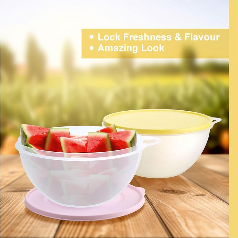 Signoraware SIGNORA WARE Large Food Storage Containers with Lids Set of 2 – Durable Food Containers with Lids Airtight – Food Grade Non-BPA Plastic Salad Bowl with Lid Leftover Containers – Nestable Design - Image 2