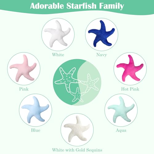 Marble Empire Starfish Pillow for Couch and Bed, Coastal Decor Throw Pillow, Ocean Beach Theme Accent Pillow for Living Room（Aqua） - Image 5