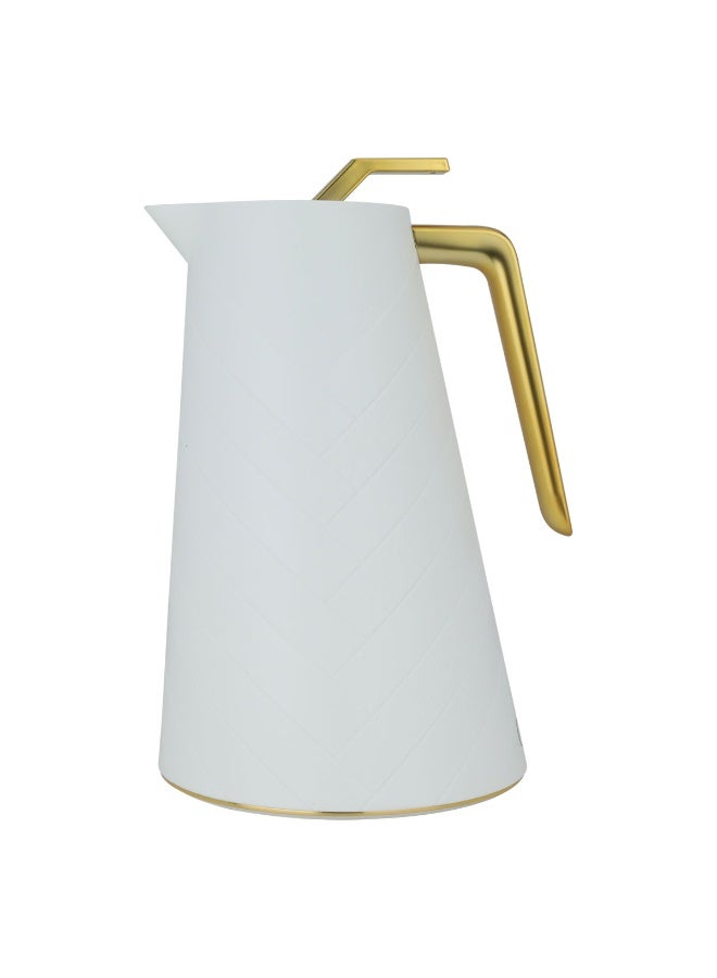 Alsaif Gallery Glory Pro White Thermos With Golden Handle 1.5L