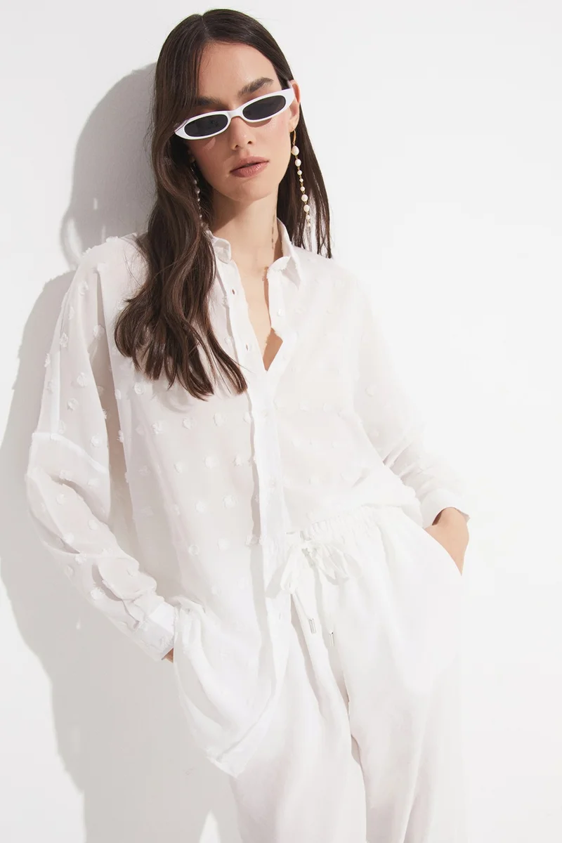 JUNE Women's Exclusive Regular Regular Pattern Textured Shirt