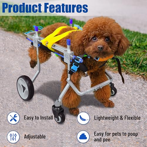 LetPetRun Four-Wheeled Adjustable Dog Wheelchair, Lightweight Mobility Bicycle Trailer for Disabled Pets, Easy to Assemble, Supports Walking and Exercise (XS) - Image 4