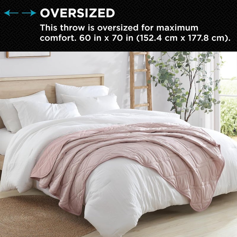 Brookstone Cooling Comfort Throw - Innovative Cooling Dual-Sided Throw - Oversized Cool Blanket for Hot Sleepers - Cooling Blankets for Sleeping - Nylon and Polyethylene Cooling Blanket - Rose Smoke - Image 5